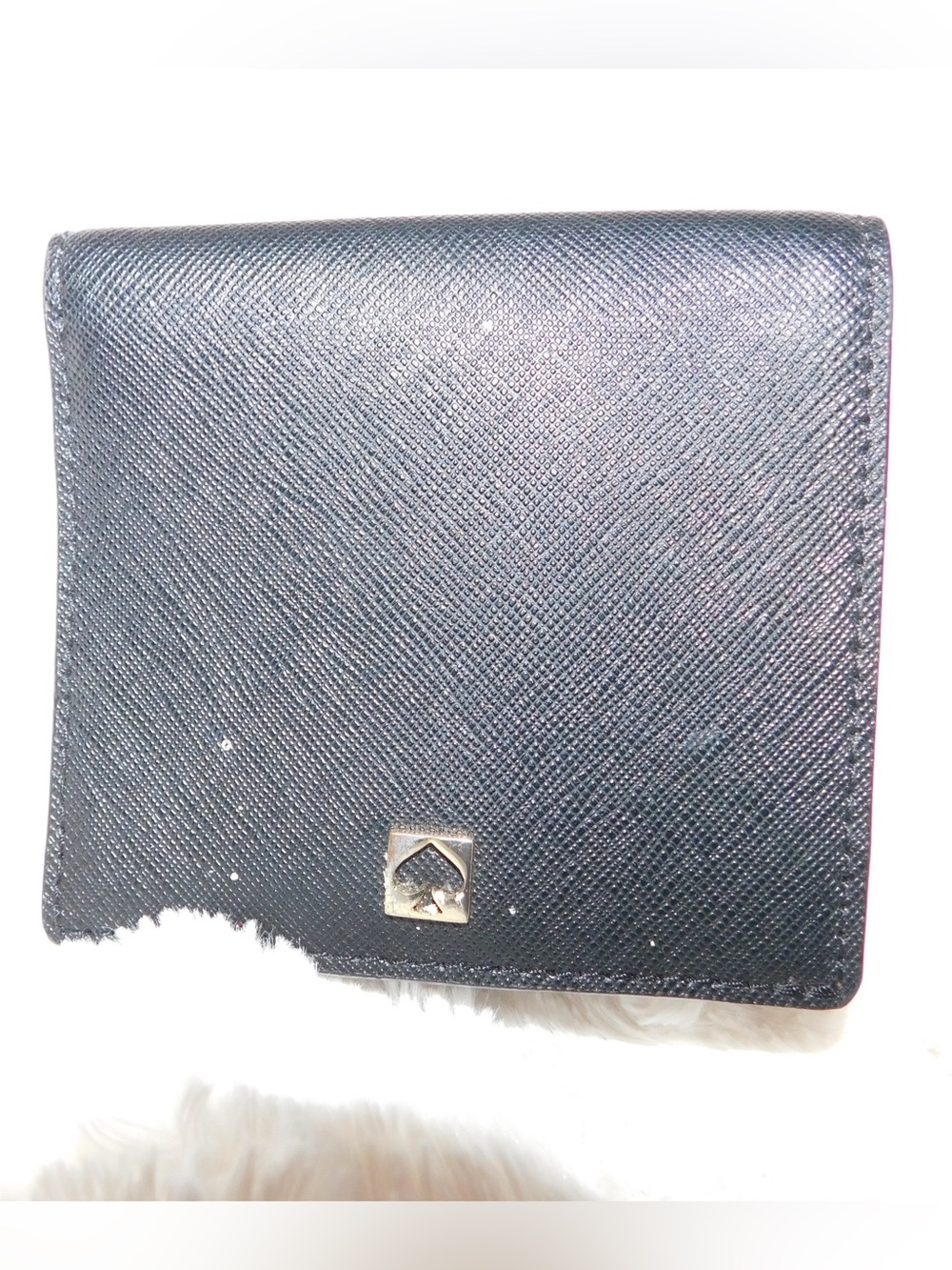 kate spade Black Saffiano Card Holder with Gold Spade Logo